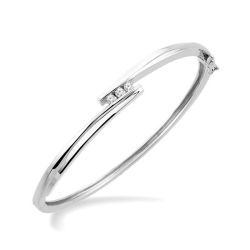 Silver 3 Stone Channel Set Diamond Fashion Bangle