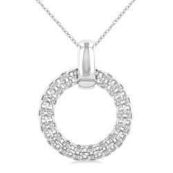 Silver Bold Circle Diamond Pendant