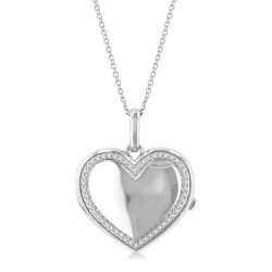 Silver Heart Shape Diamond Locket Pendant