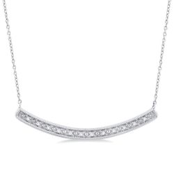 Silver Curved Bar Diamond Pendant