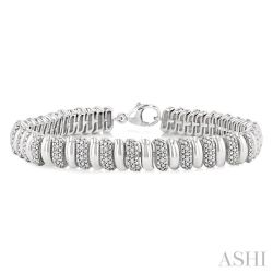 Silver Bold Ribbed Diamond Fashion Bracelet