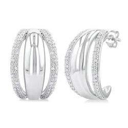 OnOraPho XeAeVio 14K White Gold Diamond Pave Earrings