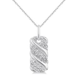 Silver Bold Ribbed Diamond Fashion Pendant