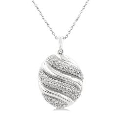 Silver Bold Ribbed Diamond Fashion Pendant