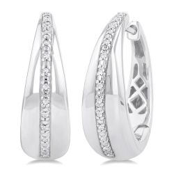 Silver Bold Diamond Hoop Earrings