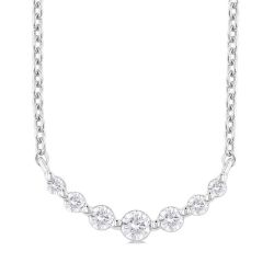 Silver Graduated Petite Diamond Fashion Smile Necklace