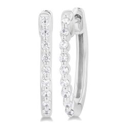 Silver Petite Diamond Fashion Hoop Earrings