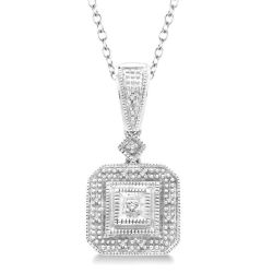 Silhouette Xanthe Silver Cushion Shape Diamond Pendant