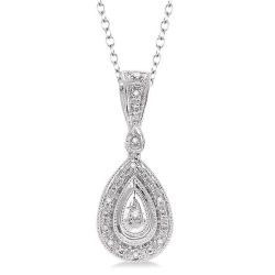 Silver Pear Shape Diamond Pendant