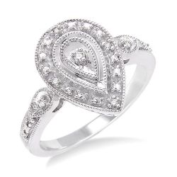 Silver Pear Shape Diamond Ring