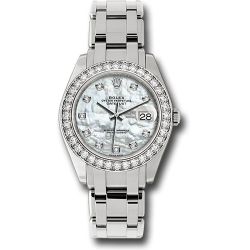  *Pre-Owned* Rolex White Gold Datejust Pearlmaster 39 Watch - 36 Diamond Bezel - White Mother-Of-Pearl Diamond Dial