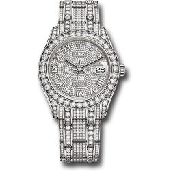  *Pre-Owned* Rolex White Gold Oyster Perpetual Pearlmaster 39 Watch - Diamond Lugs - Diamond Bezel - Diamond Paved Roman Dial - Diamond Paved Bracelet
