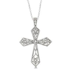Silver Cross Diamond Fashion Pendant