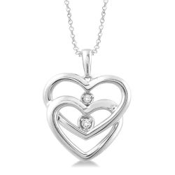 Silver Twin Heart Shape Diamond Fashion Pendant