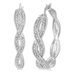 PhoLin 14K White Gold Diamond Infinity Earrings