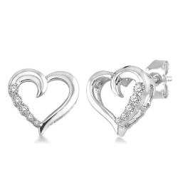 Silver Heart Shape Journey Diamond Fashion Earrings
