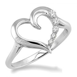 Silver Journey Heart Diamond Ring