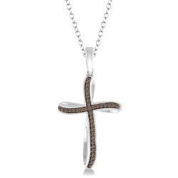 Silver Cross Champagne Diamond Fashion Pendant