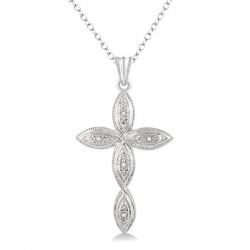 Infinity Shape Silver Cross Diamond Pendant