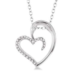 Silver Heart Shape Diamond Fashion Pendant