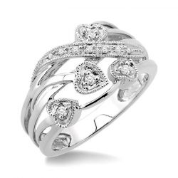 Silver Heart Shape Diamond Fashion Ring