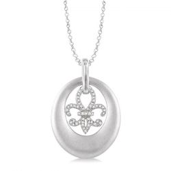 Silver Diamond Fleur De Lis Fashion Pendant