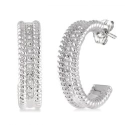 Silver Rope Diamond Earrings