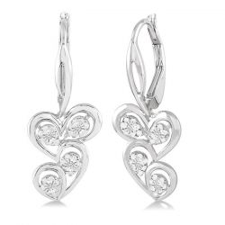 Twice Heart Shape Silver Diamond Fashion Earrings