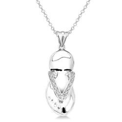 Silver Flip Flop Diamond Fashion Pendant