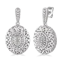 CelRaTh VioSolNo 14K White Gold Diamond Fashion Earrings