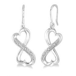 Silver Infinity Heart Shape Diamond Earrings