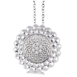 Silver Round Bead Diamond Pendant