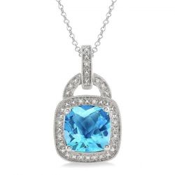 Silver Gemstone & Diamond Pendant