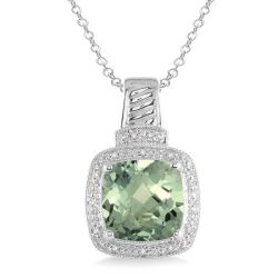 Raven Silver Cushion Shape Gemstone & Diamond Pendant