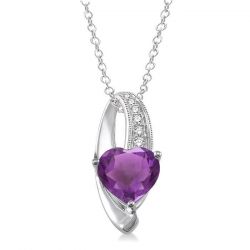 Heart Shape Silver Diamond & Gemstone Pendant