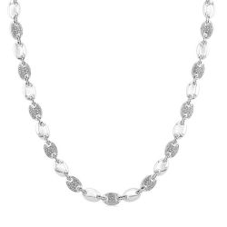Silver Bold Mariner Link Diamond Fashion Necklace