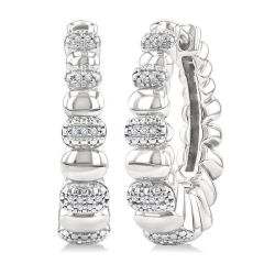 Silver Bold Diamond Hoop Fashion Earrings