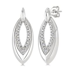 Silver Bold Marquise Shape Diamond Fashion Earrings