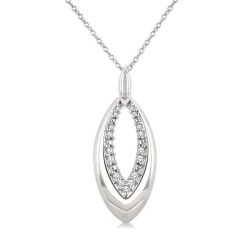 Silver Bold Marquise Shape Diamond Fashion Pendant