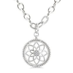 Silver Circle Medallion Diamond Fashion Pendant