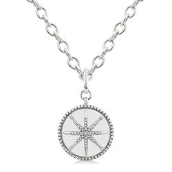 Silver Compass Medallion Diamond Fashion Pendant