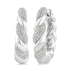 Silver Bold Rope Diamond Fashion Earrings