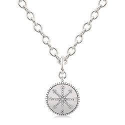 Silver Compass Medallion Diamond Fashion Pendant