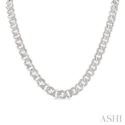 Silver Curb & Cuban Diamond Necklace