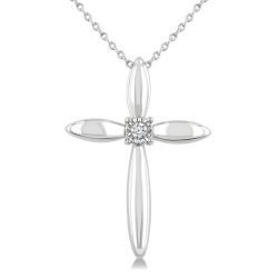 Silver Cross Diamond Fashion Pendant