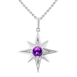 Silver Star Gemstone & Diamond Fashion Pendant
