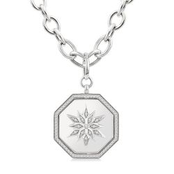 Silver Octagon Star Medallion Diamond Pendant