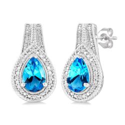 ElLuxLux 14K White Gold Diamond Earrings