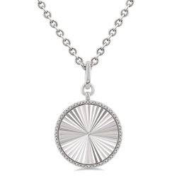 Silver Circle Fluted Medallion Diamond Pendant