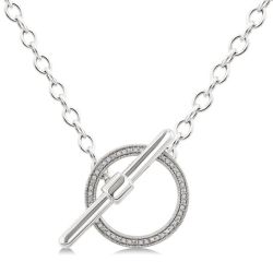 Silver Circle Toggle Diamond Fashion Necklace